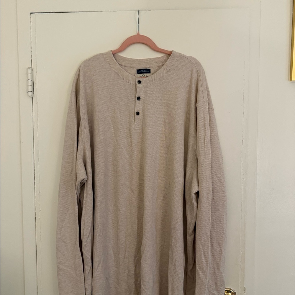 St. John's Bay Long Sleeve Beige Henley Shirt